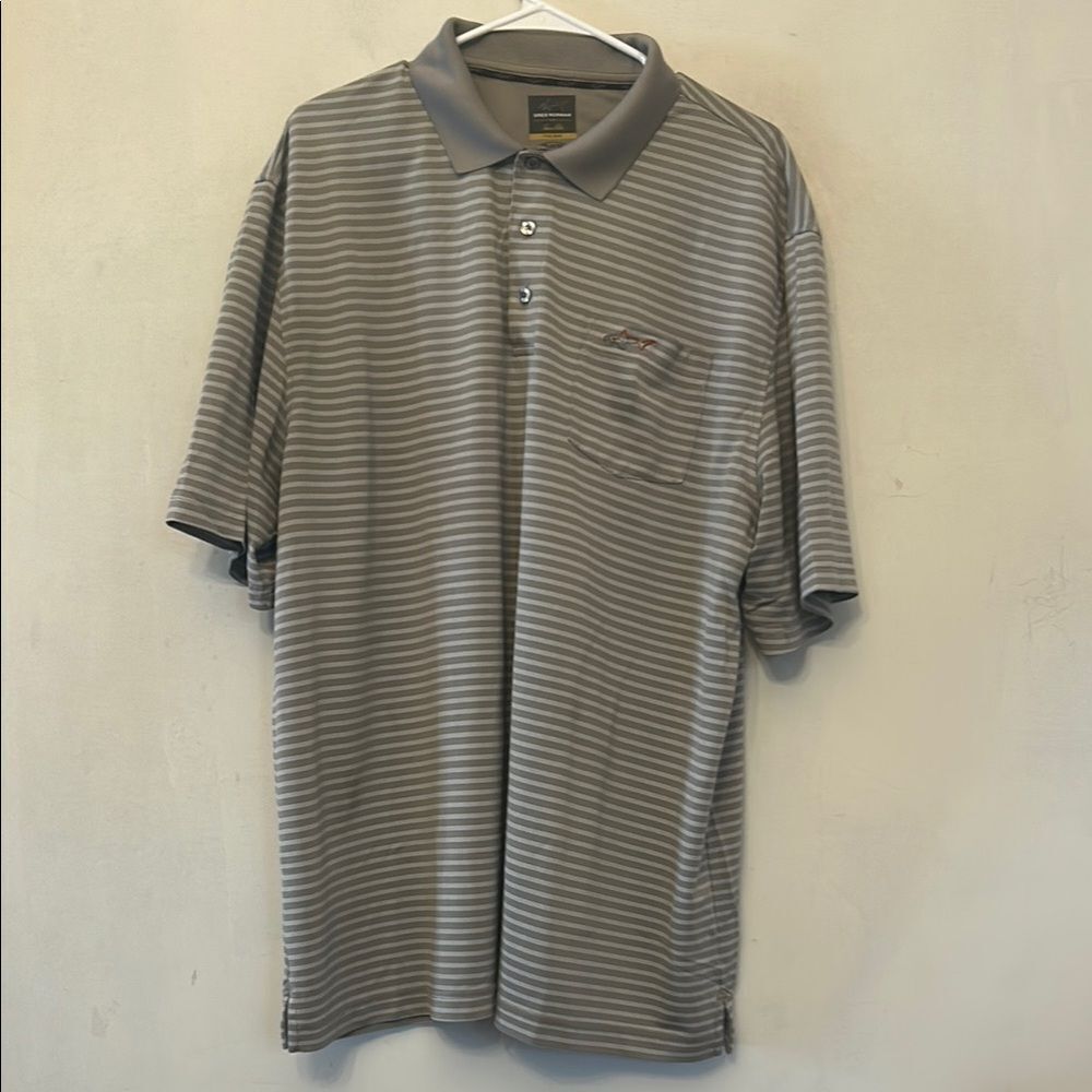 Greg Norman Men's Gray Striped Polo Shirt Size XXL EUC